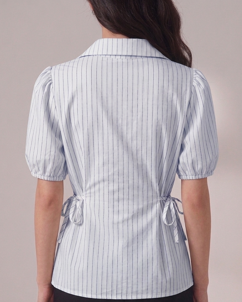 striped side tie shirt