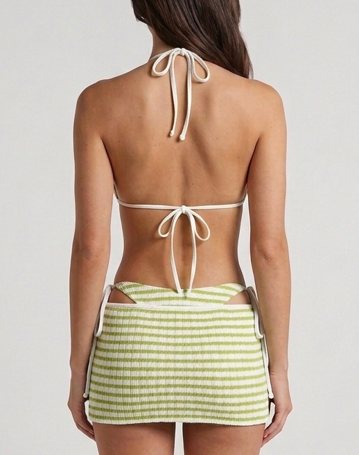 striped skirt bikini set