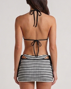 striped skirt bikini set
