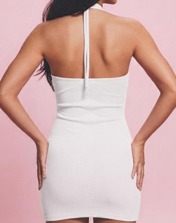 halter ribbed dress