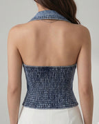 Collared denim halter