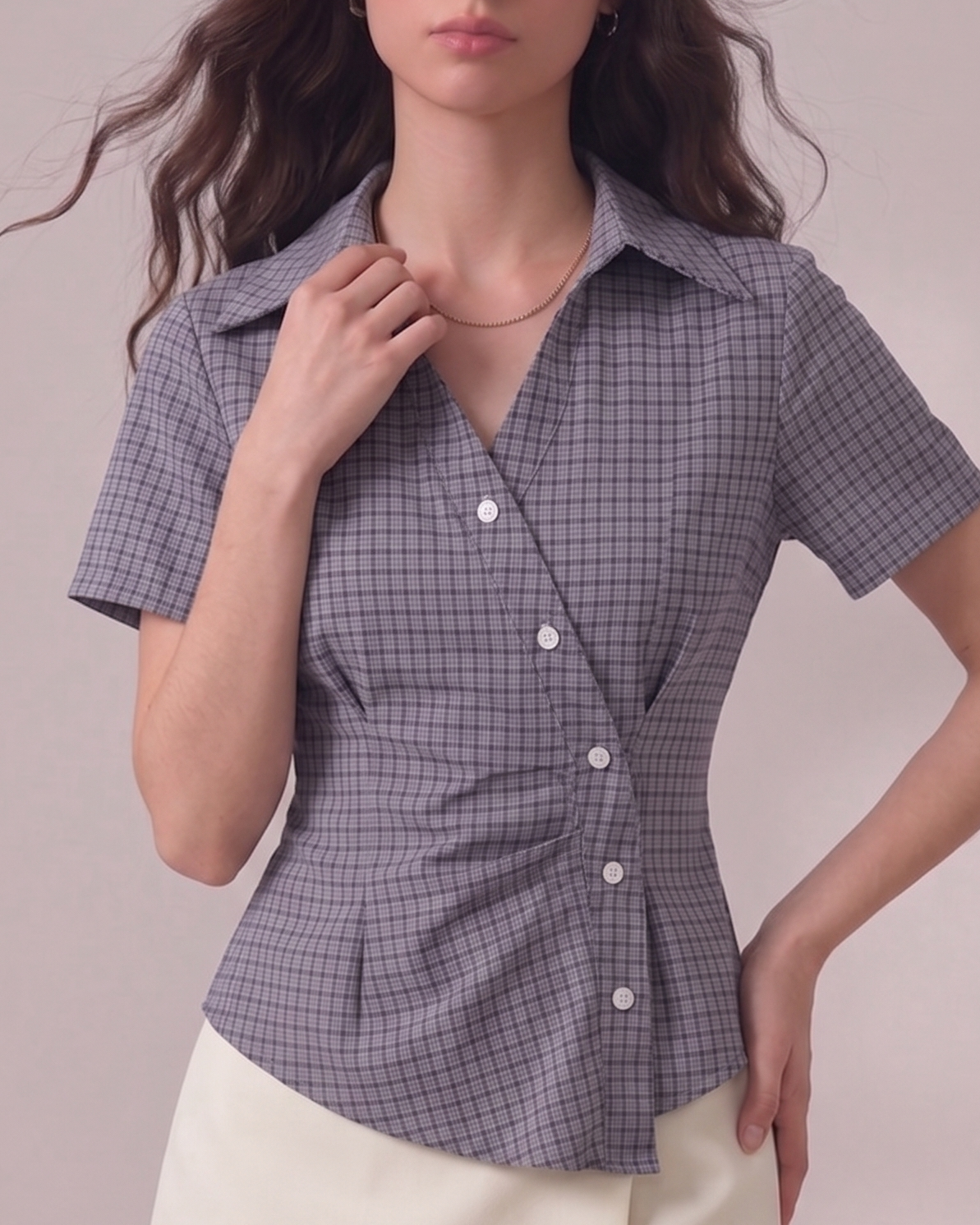 Checked Asymmetrical shirt