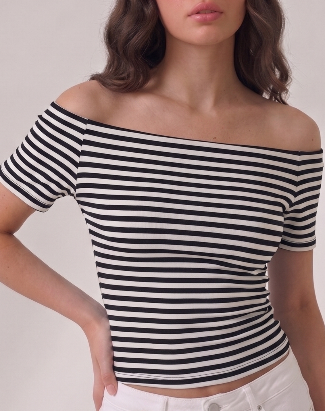 striped off shoulder