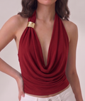 Drape Halter Top with ring