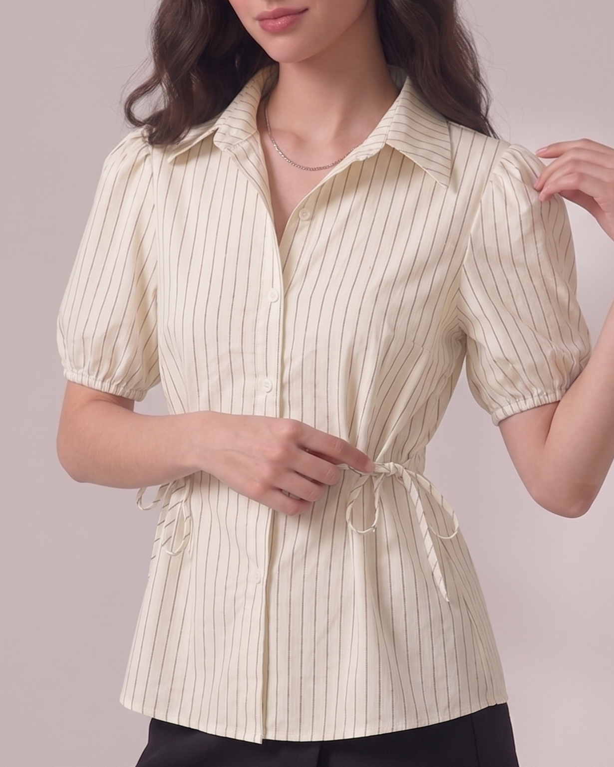 striped side tie shirt