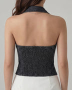 Collared denim halter