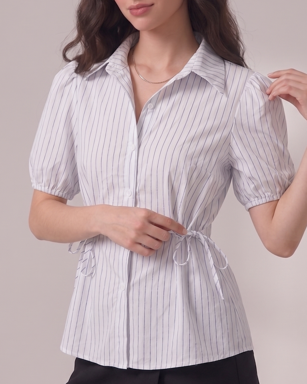 striped side tie shirt