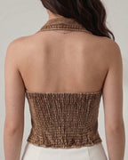 Collared denim halter