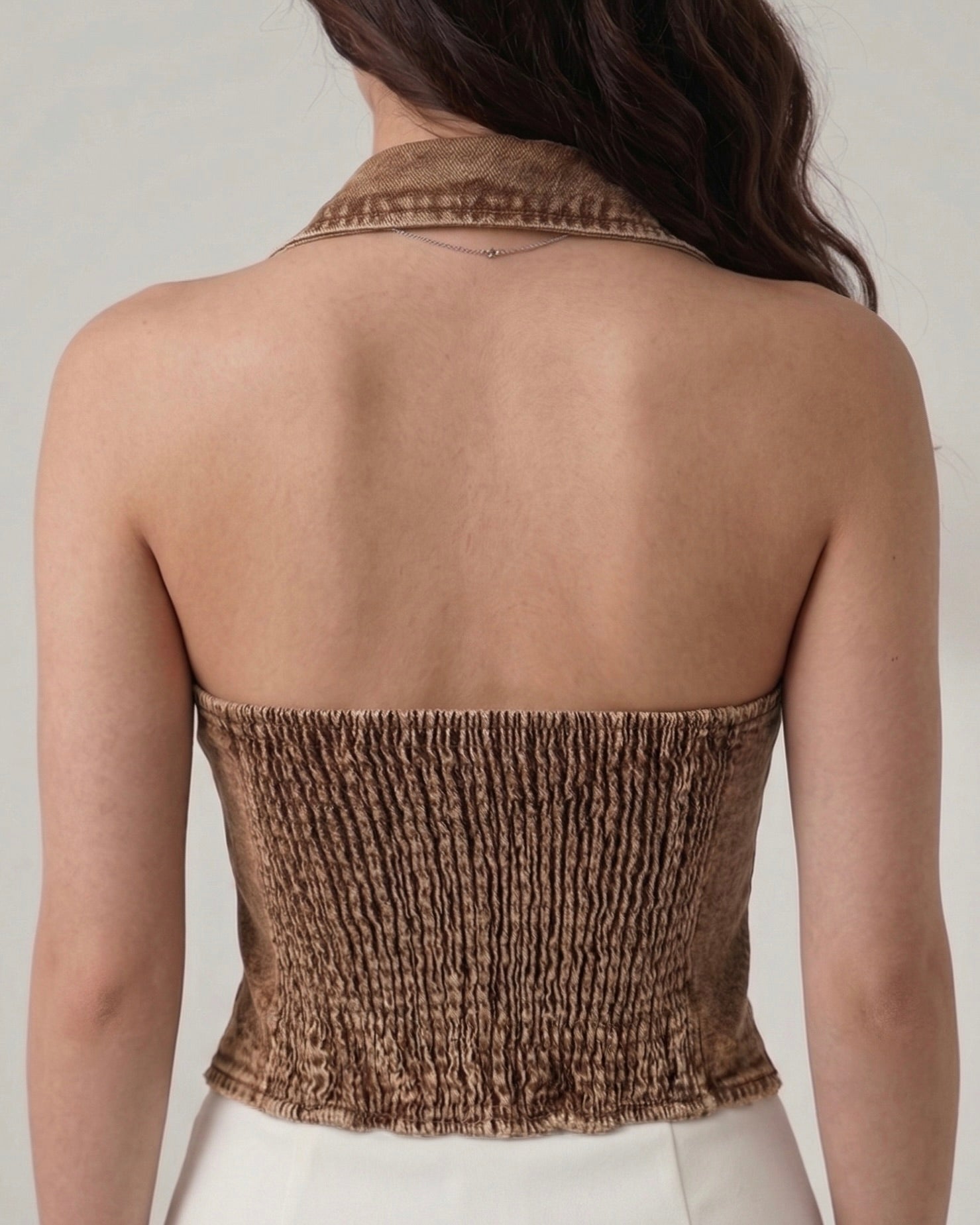 Collared denim halter