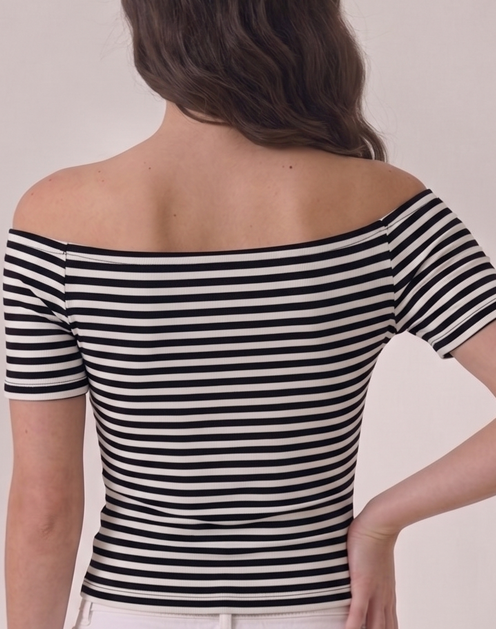 striped off shoulder