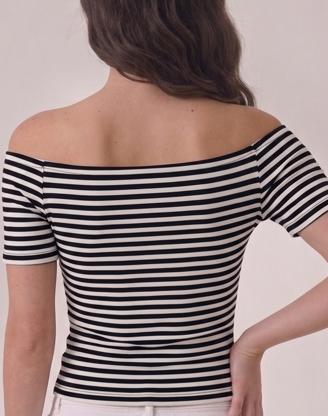 striped off shoulder