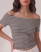 striped off shoulder