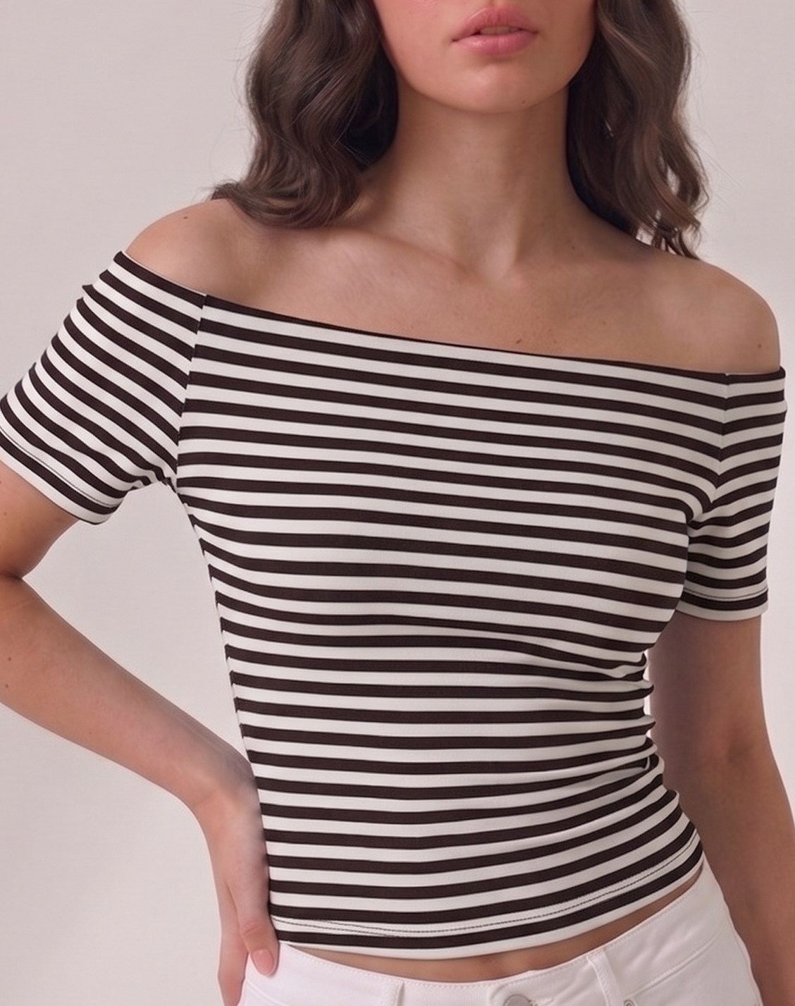 striped off shoulder