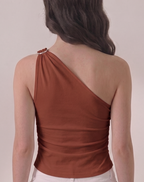 one shoulder clip top